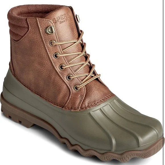 SPERRY Men's Brown and Green Duck Boots - Picture 15 of 16